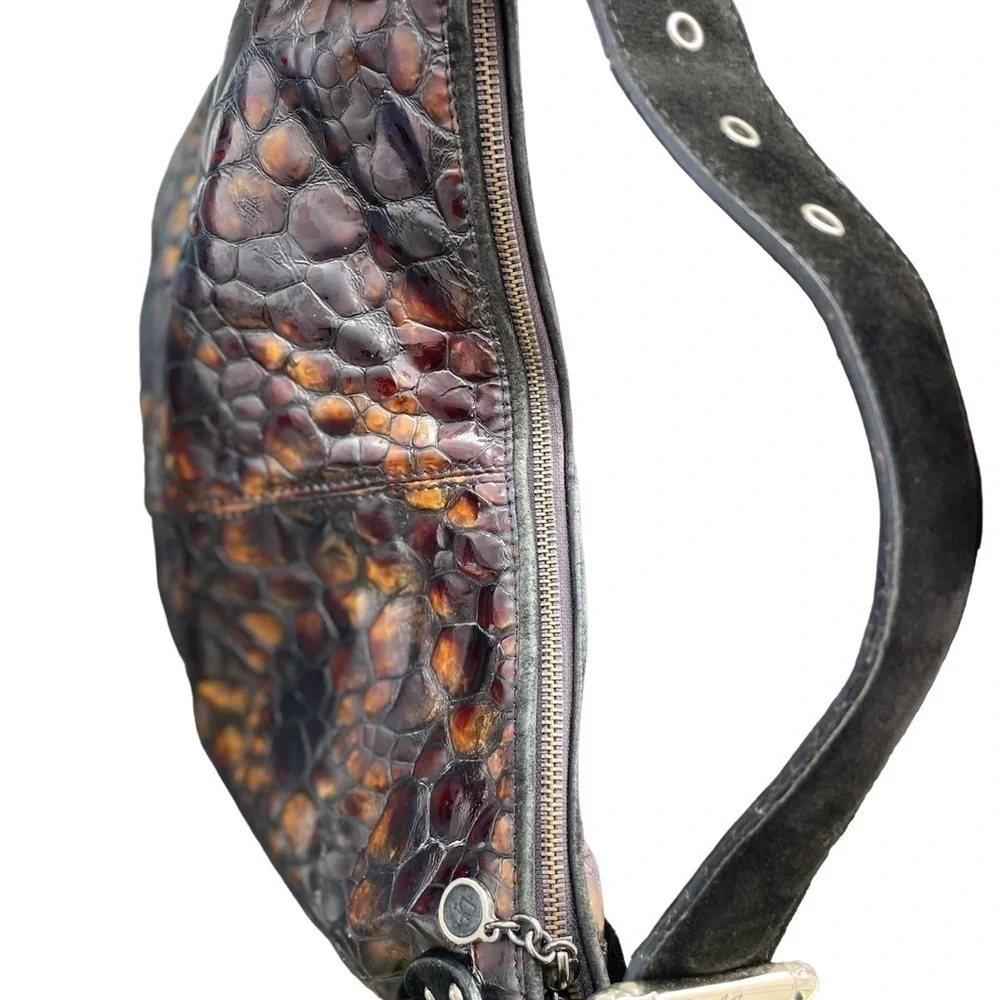 Donald J. Pliner Made In Italy Patent Embossed Croc Hobo Bag